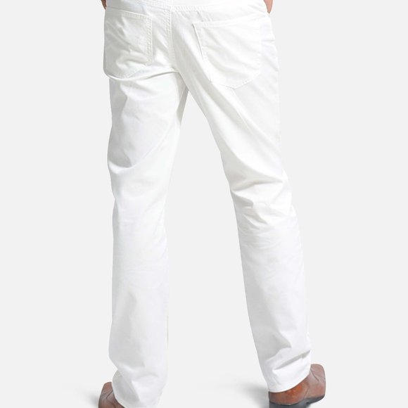 OLGYN Curved Pocket White Flat Front Chino Pant - Picture 2 of 4